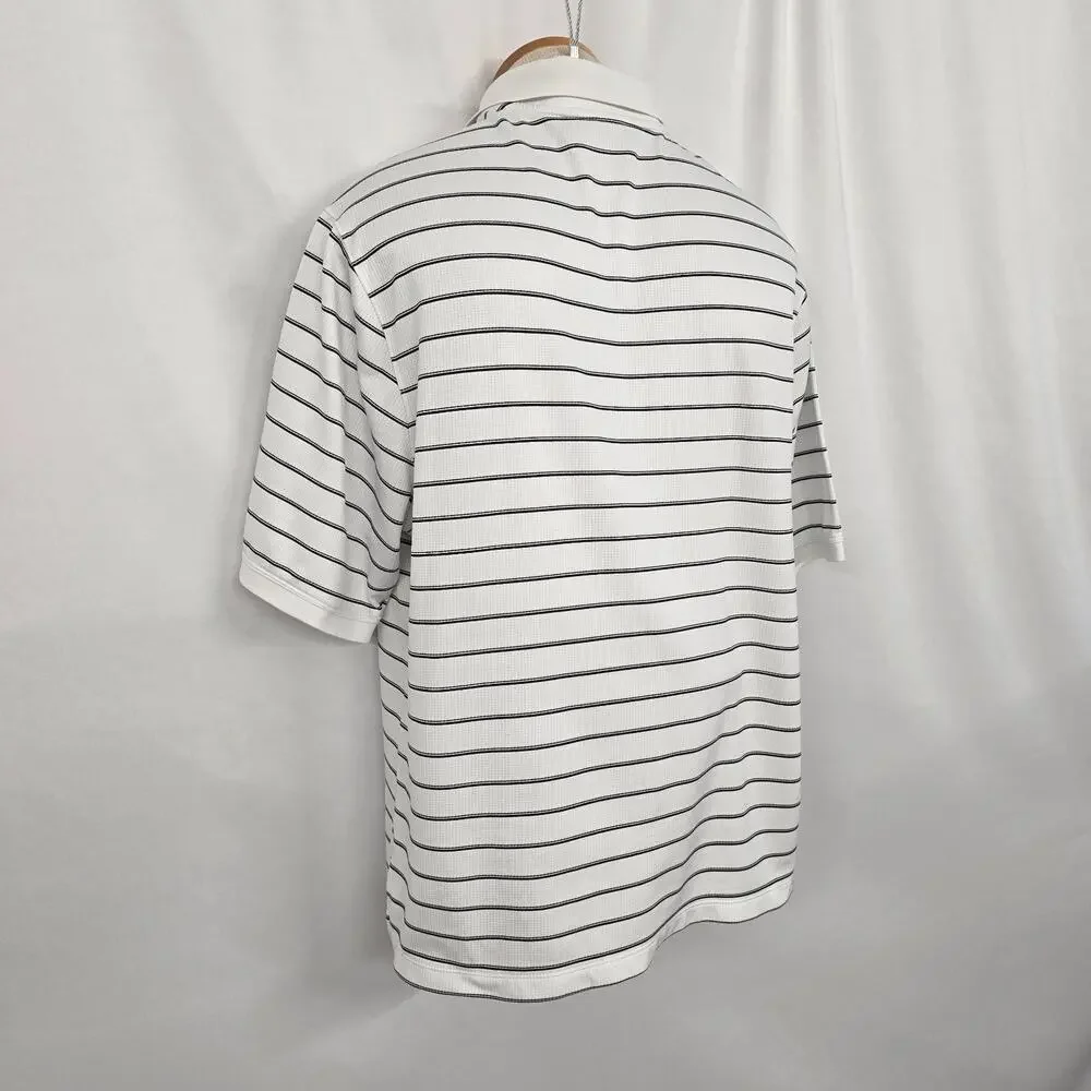 Nike Dri-Fit Polo Shirt Men's XL * White Black Stripe Short Sleeve Preppy Swoosh